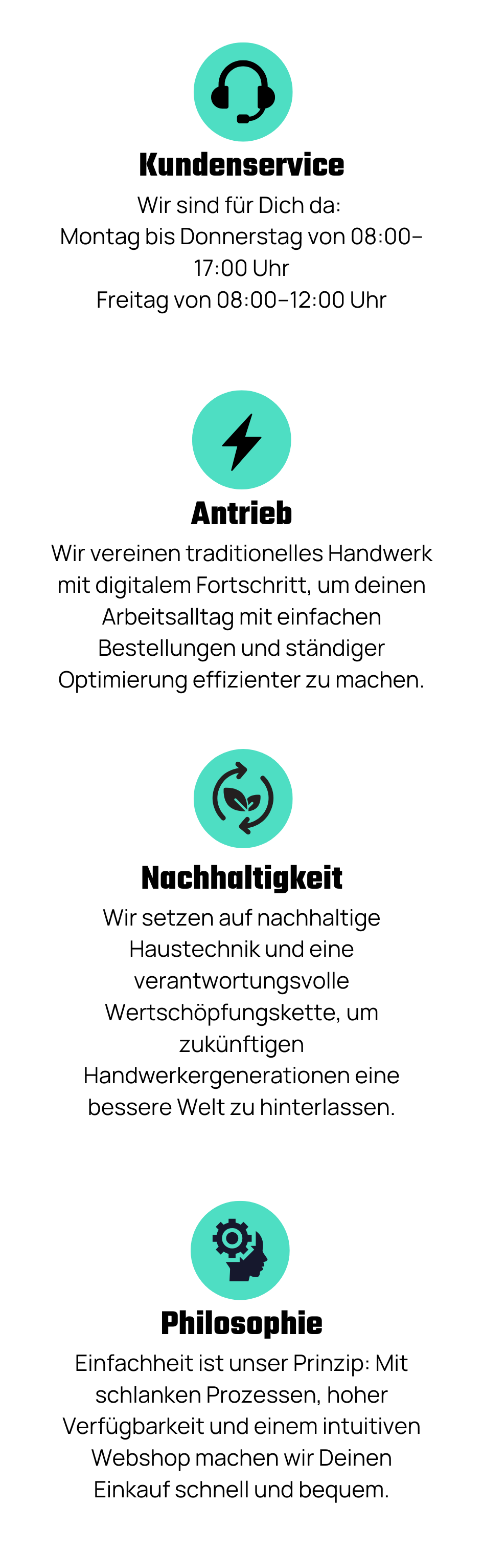 Die wichtigsten Bereiche unseres Services